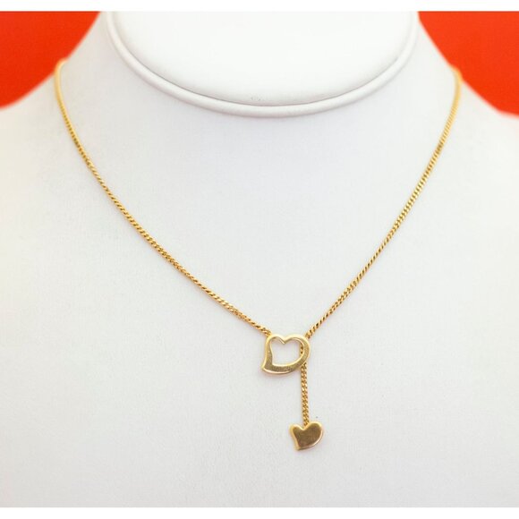 17 inch, Vintage Doodle Heart Chain Link Love Necklace by Avon - F33 - Picture 2 of 3